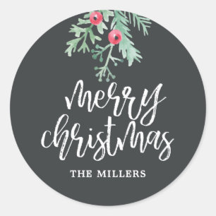 Evergreen Christmas Holiday Personalised Stickers