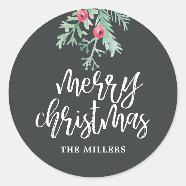 Evergreen Christmas Holiday Personalised Stickers (Front)