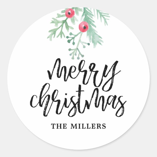 Evergreen Christmas Holiday Personalised Stickers (Front)