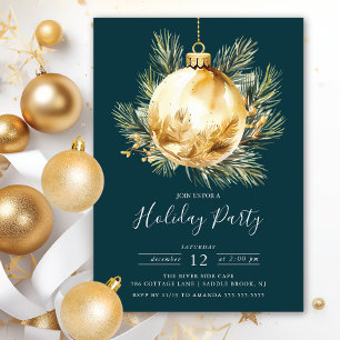Evergreen Christmas Ornaments Holiday Party Invitation