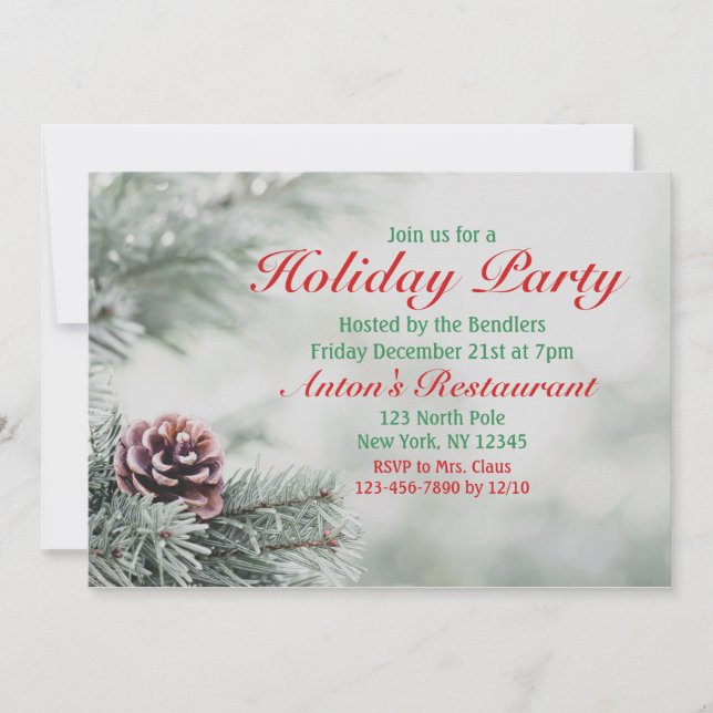 Evergreen Christmas Party Invitation (Front)