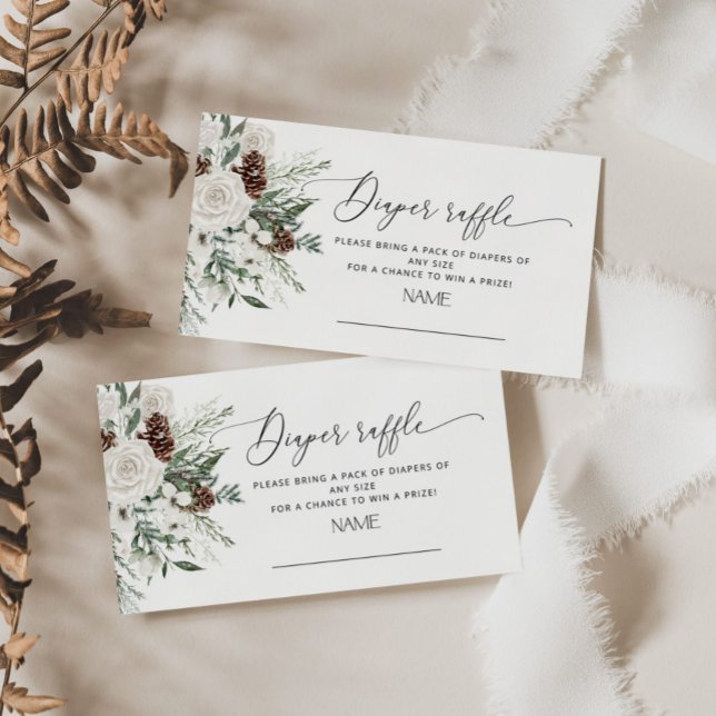 Evergreen Christmas pine cone diaper raffle ticket Enclosure Card (Creator Uploaded)