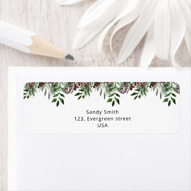 Evergreen Christmas  Return Address Label (Insitu)