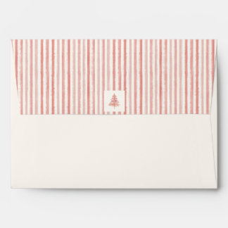 Evergreen Christmas Striped Blush Pink Inside Envelope