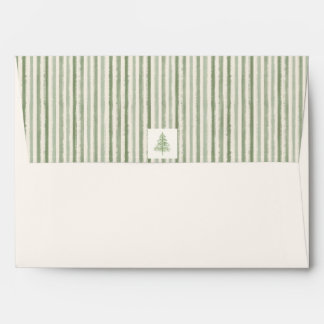 Evergreen Christmas Striped Sage Green Inside Envelope