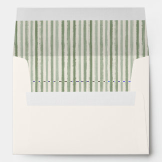 Evergreen Christmas Striped Sage Green Inside Envelope