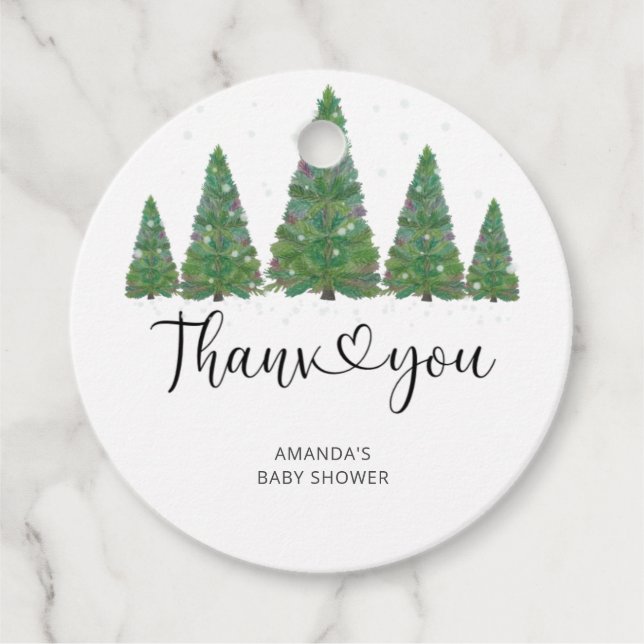 Evergreen Christmas Thank You Favour Tags (Front)