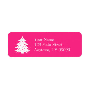 Evergreen Christmas Tree Address Labels (Hot Pink)