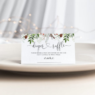 Evergreen Christmas tree diaper raffle ticket Enclosure Card