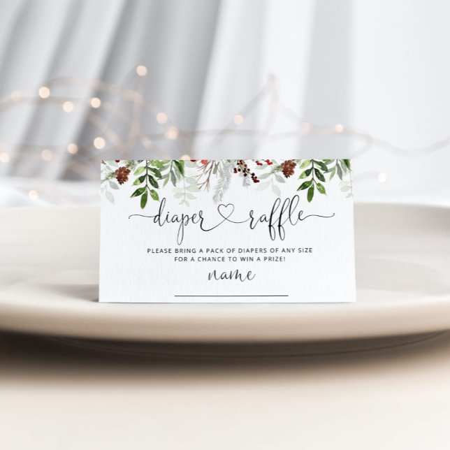 Evergreen Christmas tree diaper raffle ticket Enclosure Card (Creator Uploaded)