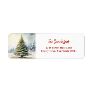 Evergreen Christmas Tree Return Address Label