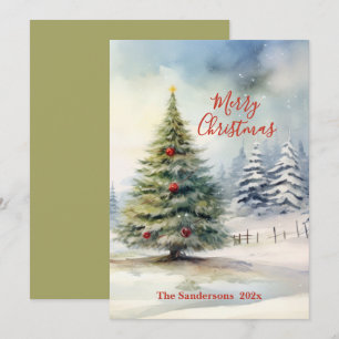 Evergreen Christmas Tree Vintage Card