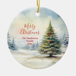 Evergreen Christmas Tree Vintage Ceramic Ornament