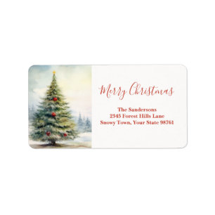 Evergreen Christmas Tree Vintage Label