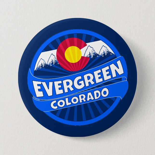 Evergreen Colorado mountain burst button (Front)