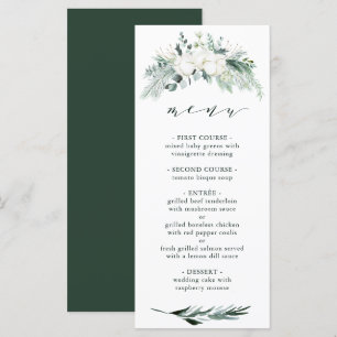 Evergreen & Cotton Flowers Elegant Wedding Menu