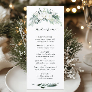 Evergreen & Cotton Flowers Elegant Wedding Menu