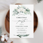 Evergreen & Cotton Flowers Winter Christmas Party  Invitation<br><div class="desc">This Christmas | Holiday party invitation features hand-painted winter greenery,  cotton flowers with golden and watercolor textures,  and an evergreen branch pattern on the back.  For more advanced customisation of this design,  please click the BLUE DESIGN TOOL BUTTON. Matching items are also available.</div>