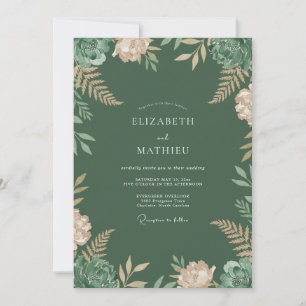 Evergreen Cream Fern Wedding Invitation