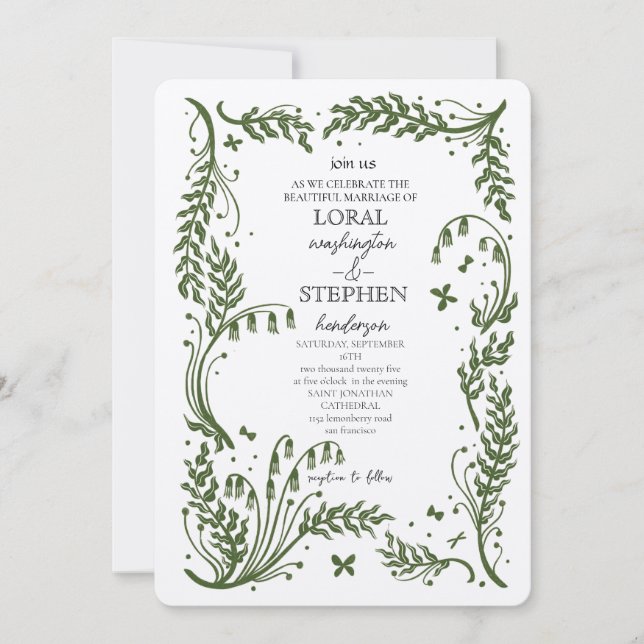Evergreen Elegance Wedding Invitation (Front)