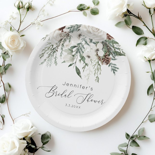 Evergreen elegant bridal shower paper plate (Creator Uploaded)