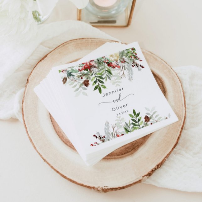 Evergreen elegant Christmas wedding  Napkin (Creator Uploaded)