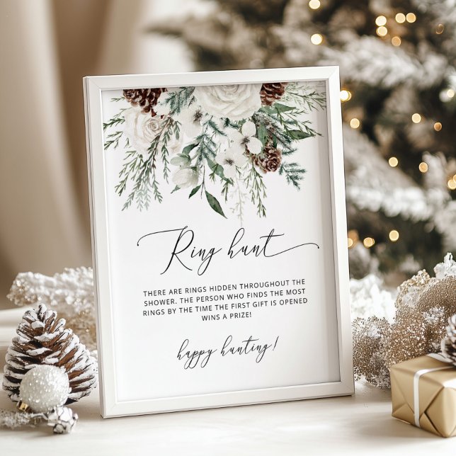 Evergreen elegant ring hunt bridal shower game poster (Creator Uploaded)