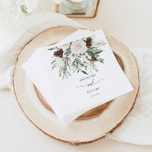 Evergreen elegant wedding napkin