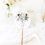 Evergreen elegant winter wedding  classic round sticker<br><div class="desc">Evergreen elegant winter wedding Classic Round Sticker
Matching items available.</div>