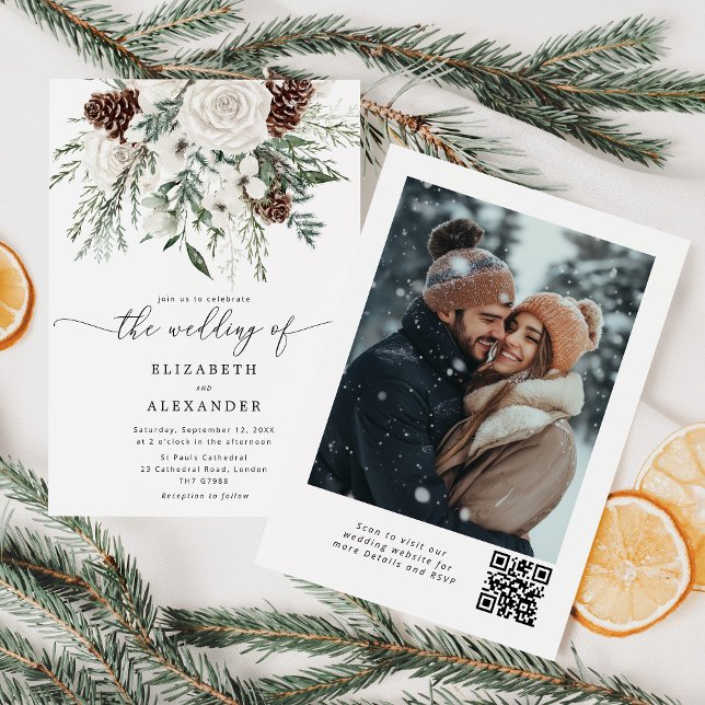 Evergreen elegant winter wedding invitation (Creator Uploaded)