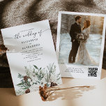 Evergreen elegant winter wedding QR code photo Invitation<br><div class="desc">Evergreen elegant winter wedding QR code photo Invitation
Matching items available.</div>