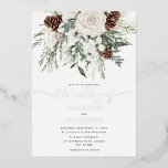 Evergreen elegant winter wedding Silver<br><div class="desc">Evergreen elegant winter wedding Silver Foil Invitation.
Matching items are available.</div>