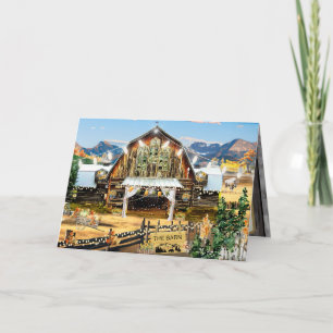 Evergreen Fall Harvest Barn Thank you Card 5"x7"