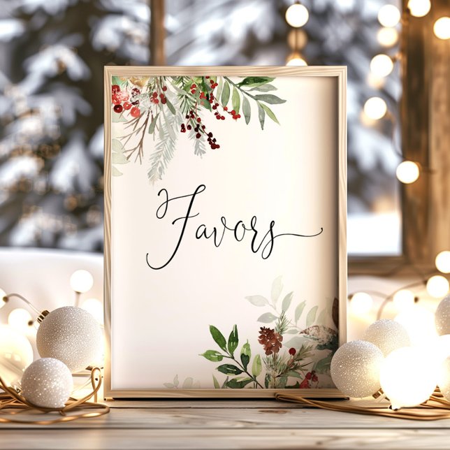 Evergreen favors sign. Winter baby shower favors P Poster (Creator Uploaded)