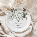 Evergreen festive winter elegant wedding  paper plate<br><div class="desc">Evergreen festive winter elegant wedding Paper Plates
Matching items available.</div>