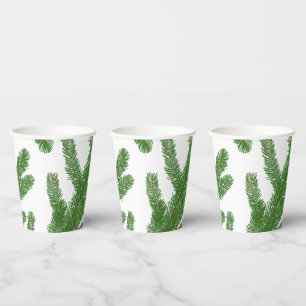 Evergreen Fir Tree Branches Paper Cups