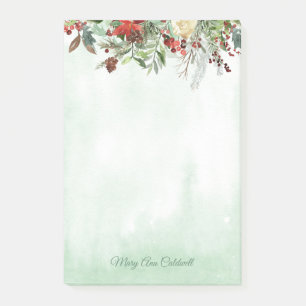 Evergreen Floral Berry Border Post-it Notes
