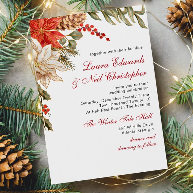  Evergreen Flowers Winter Wedding Invitation (Creator Uploaded)