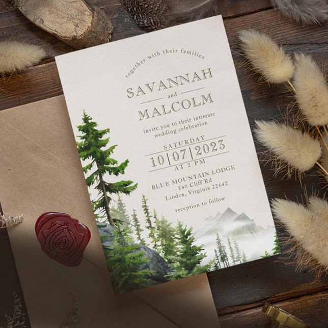 Evergreen Forest | Rustic Mountain Wedding Invitation (Creator Uploaded)