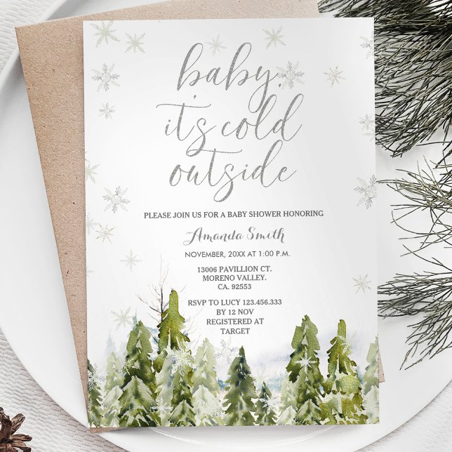 Evergreen Forest Trees Baby Shower Invitation (Creator Uploaded)