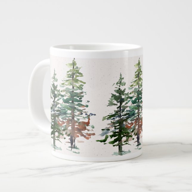 Evergreen Forest Trees Large Coffee Mug (Front Left)