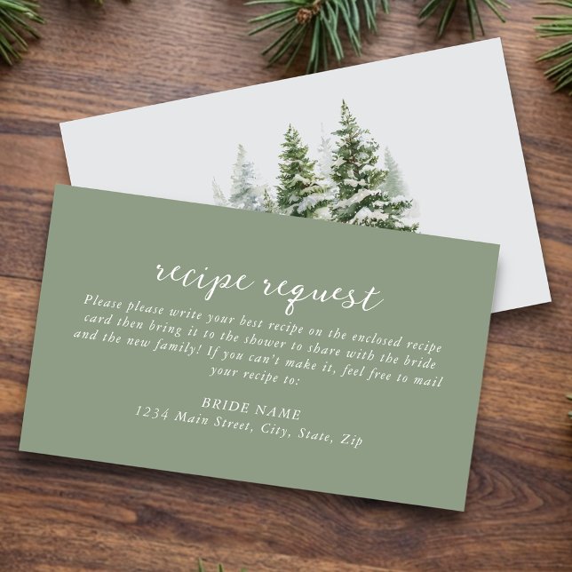 Evergreen Forest Winter Recipe Request Bridal  Enclosure Card (Creator Uploaded)