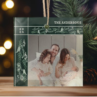 Evergreen Garland Frame Modern Photo Christmas