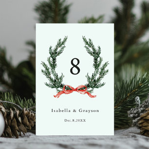 Evergreen Garland Wreath Wedding Mint Green Table Number