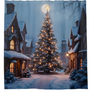 Evergreen Glow – Christmas Tree Art Shower Curtain