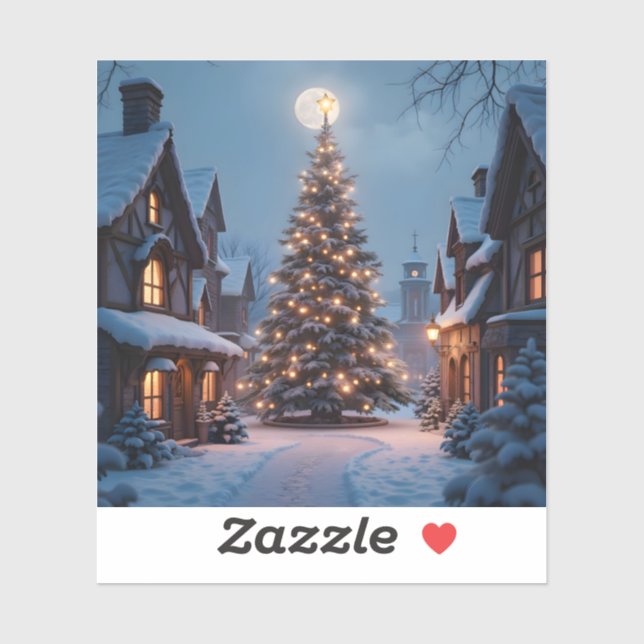 Evergreen Glow – Christmas Tree Art Square Vinyl (Sheet)