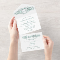 Evergreen green heraldic crest, initials wedding