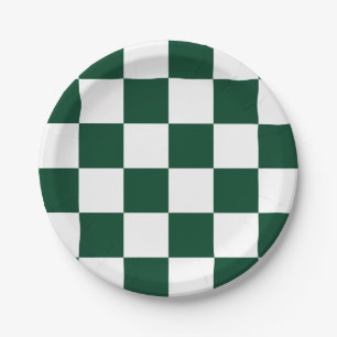 Evergreen Green/White Checkered Paper Plate