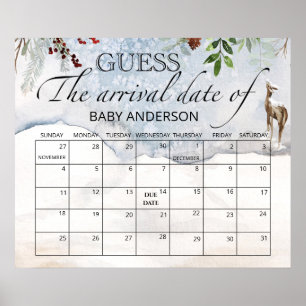 Evergreen Guess the due Date calendar  Poster