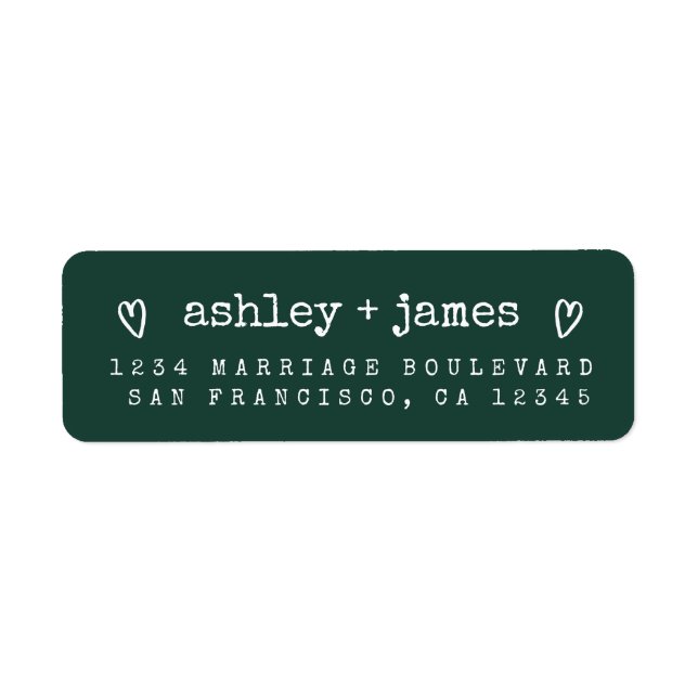 Evergreen Heart Couple Return Address Label (Front)